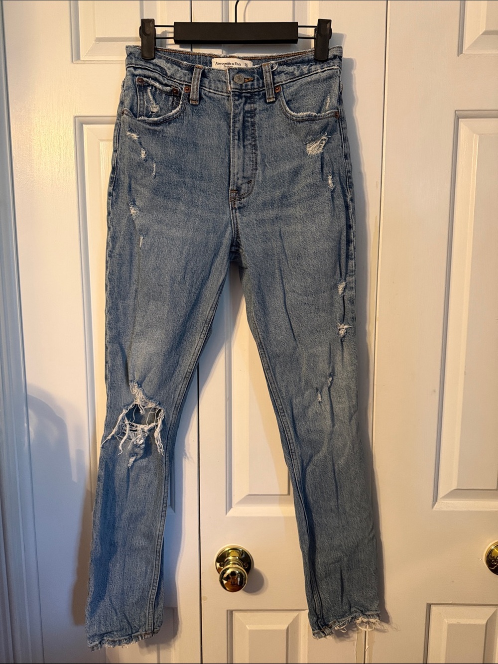 Abercrombie & Fitch Light Wash Distressed Straight Jeans